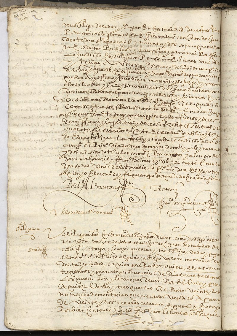 Obligación de Mariano Ponce, alpargatero, yerno de Juan Vicente, vecinos de Cartagena, a Bartolomé Segado Giner, vecino de Cartagena.